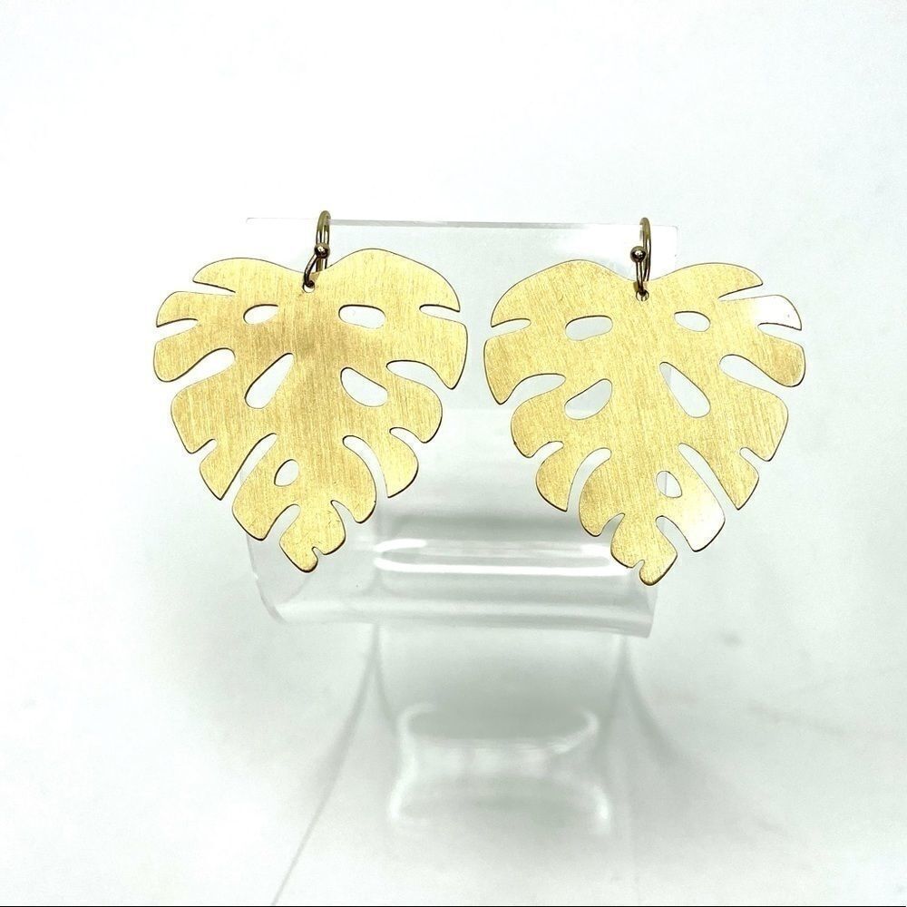 Gold-tone Monstera Leaf earrings